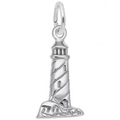 Box or Curb Chain Necklace Rembrandt Charms Two-Tone Sterling Silver Outer Banks Lighthouse Charm on a Sterling Silver 16 18 or 20 inch Rope 