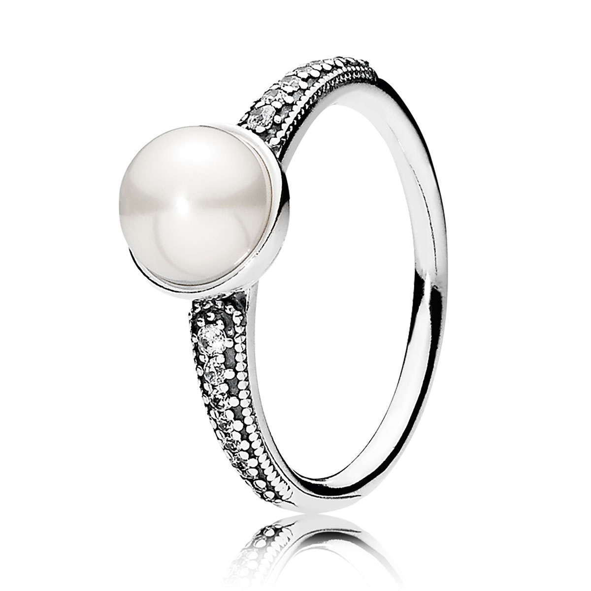 PANDORA Elegant Beauty Ring, White Pearl & Clear CZ Precious Accents, Ltd.