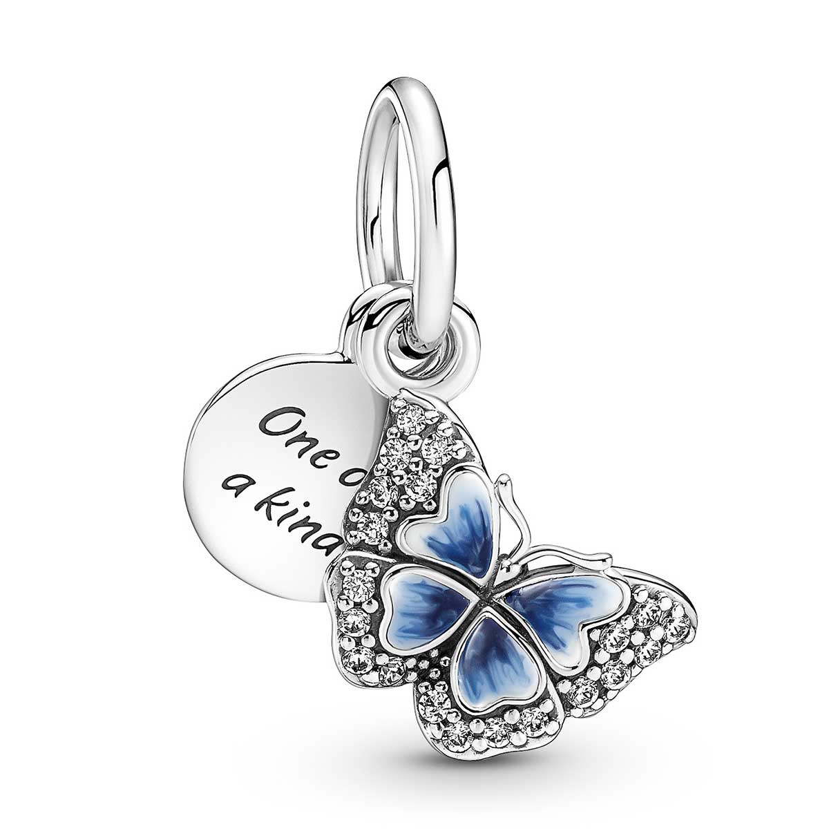 Sterling Silver CZ Butterfly Dangle Pendant Necklace 