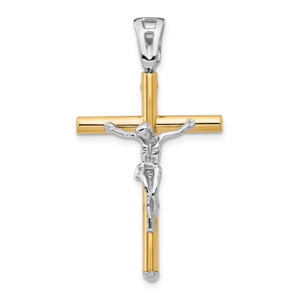 14k Two-Tone Polished Crucifix Pendant: Precious Accents, Ltd.