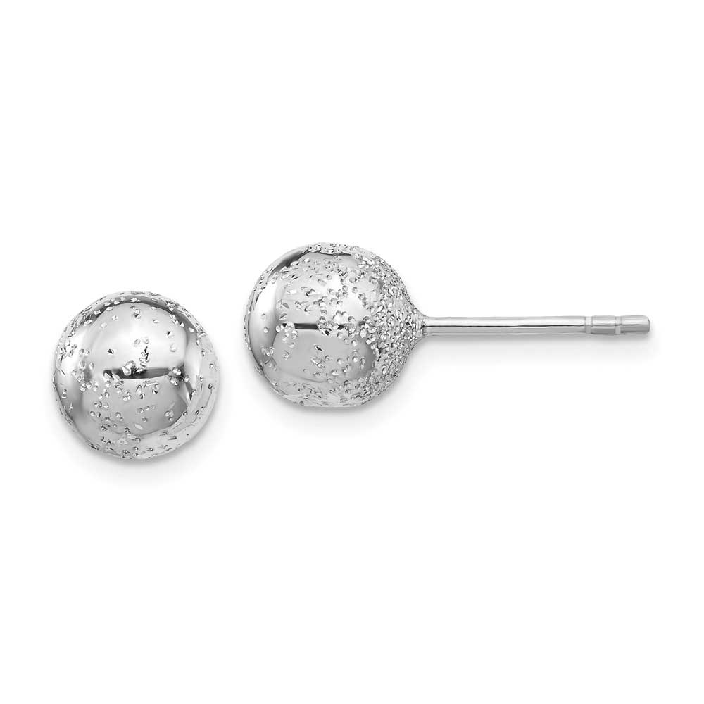 Sterling Silver Rhodium Plated Radiant Essence Mm Ball Post Earrings