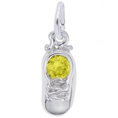 Shoe Pendant Silver Yellow Plated Baby Booties 25mm