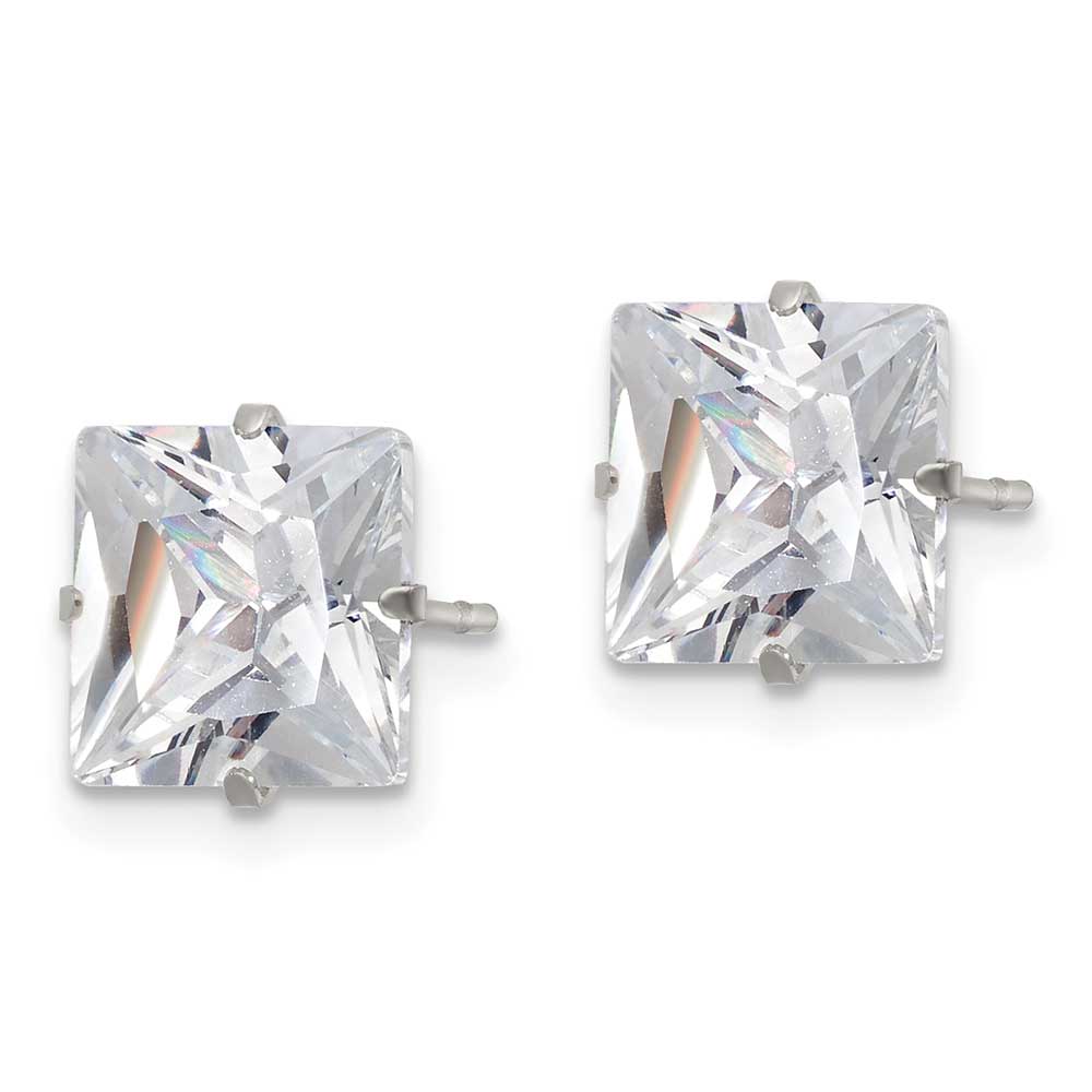 Stainless Steel Polished 8mm Square CZ Stud Post Earrings 8.79 mm 8.81 mm Stud Earrings Jewelry