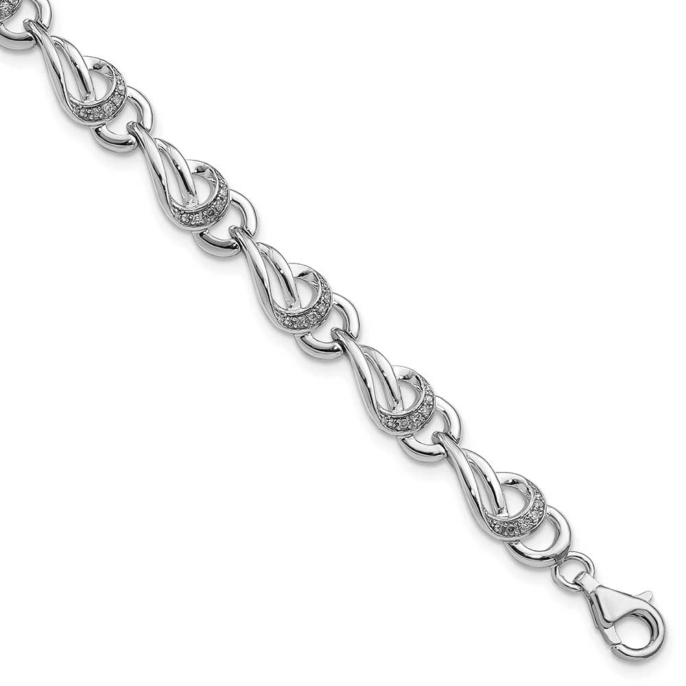 Sterling Silver Rhodium-plated Diam. Bracelet: Precious Accents, Ltd.