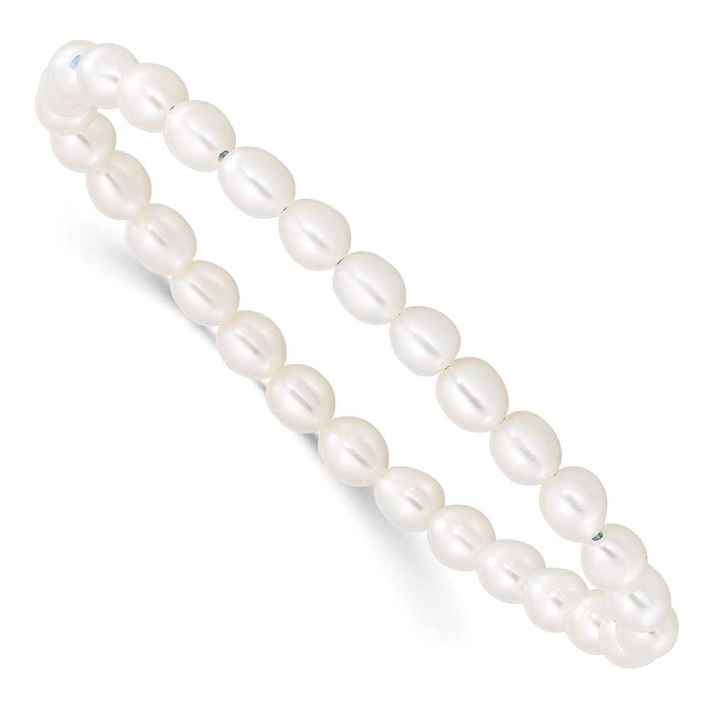 Children's 4-5mm White Rice FW Cultured Pearl Stretch Bracelet ...