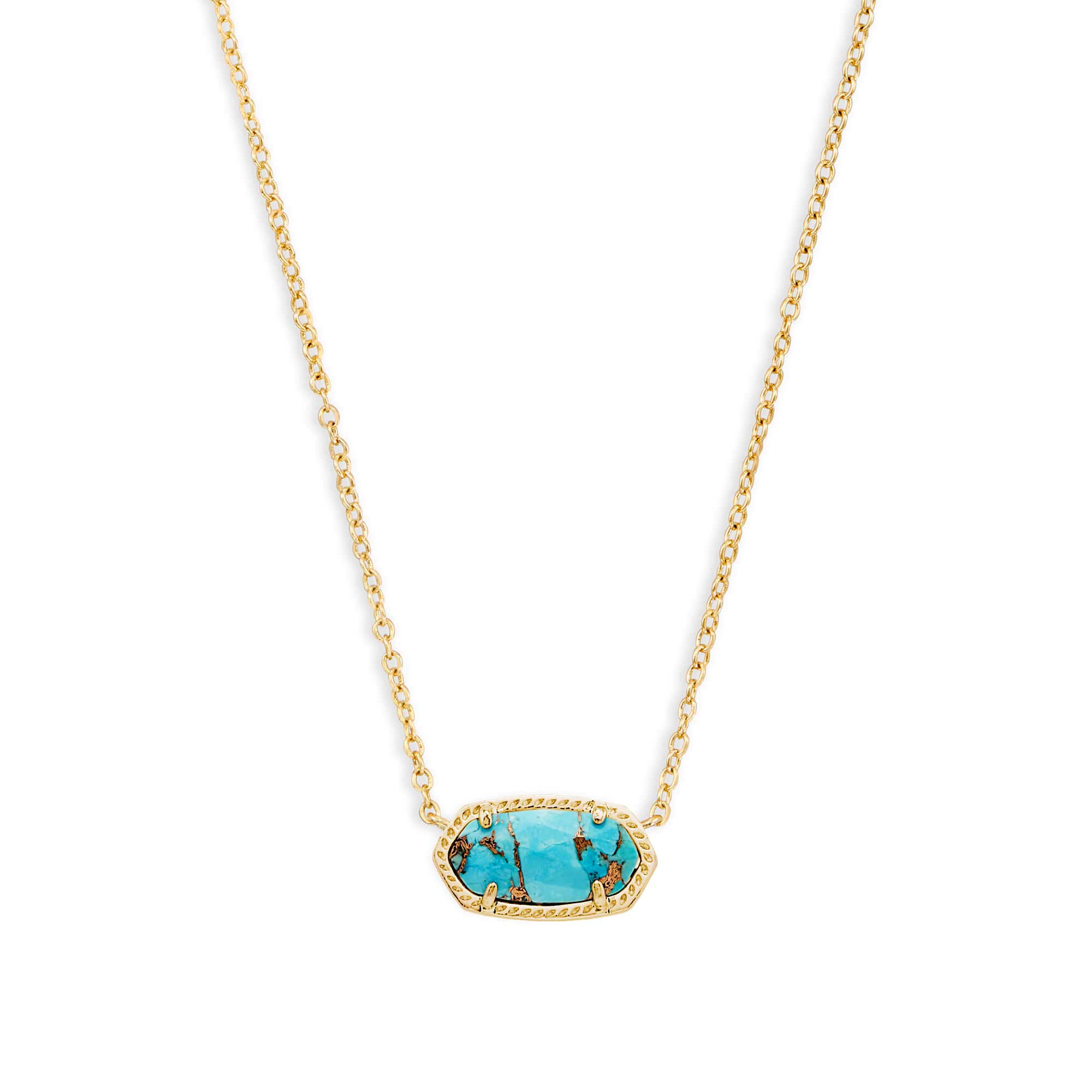 Details about  / New Kendra Scott Elisa Pendant Necklace In Bronze Veined Turquoise Gold