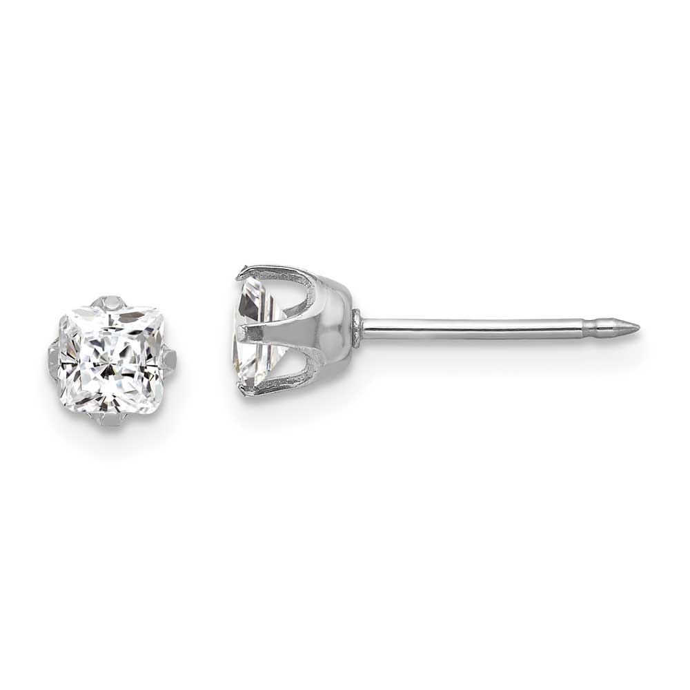 Inverness 14k White Gold 5mm Sq CZ Post Earrings: Precious Accents, Ltd.