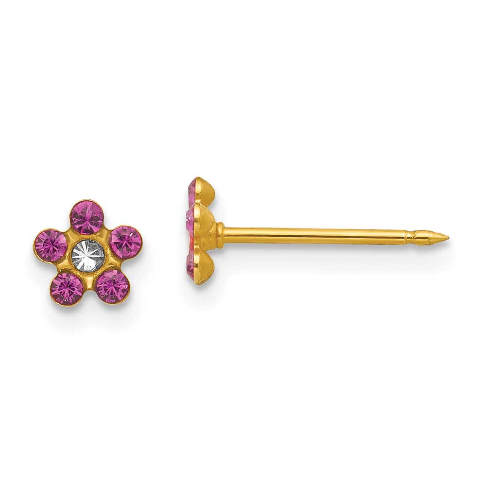 Inverness 14k February Purple Crystal Birthstone Flower Earrings ...