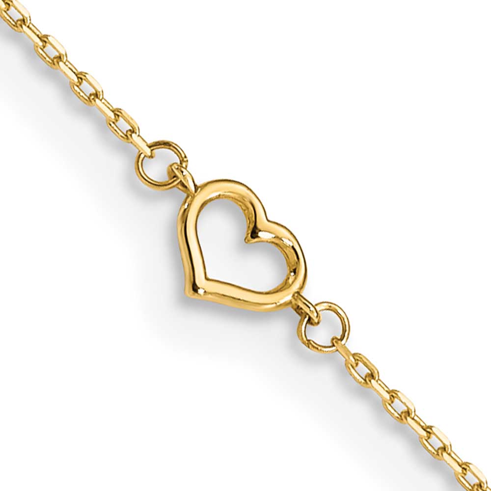 14K Heart 10in Plus 1in ext. Anklet: Precious Accents, Ltd.