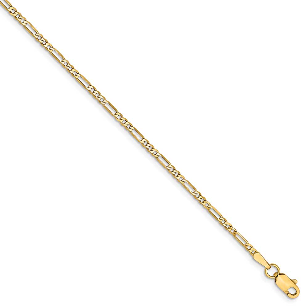 Flat　Chain　Figaro　1.8mm　14k　9in　style　1.8mm　Anklet　FFL050-9-