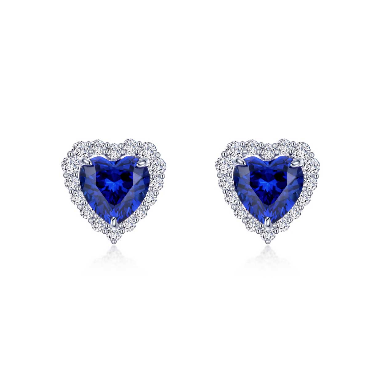 Lafonn Fancy Lab-Grown Sapphire Halo Heart Earrings (2.78 CTTW ...