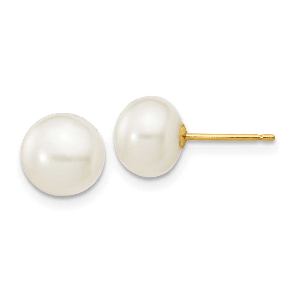 14k 7-8mm White Button Freshwater Cultured Pearl Stud Post Earrings ...