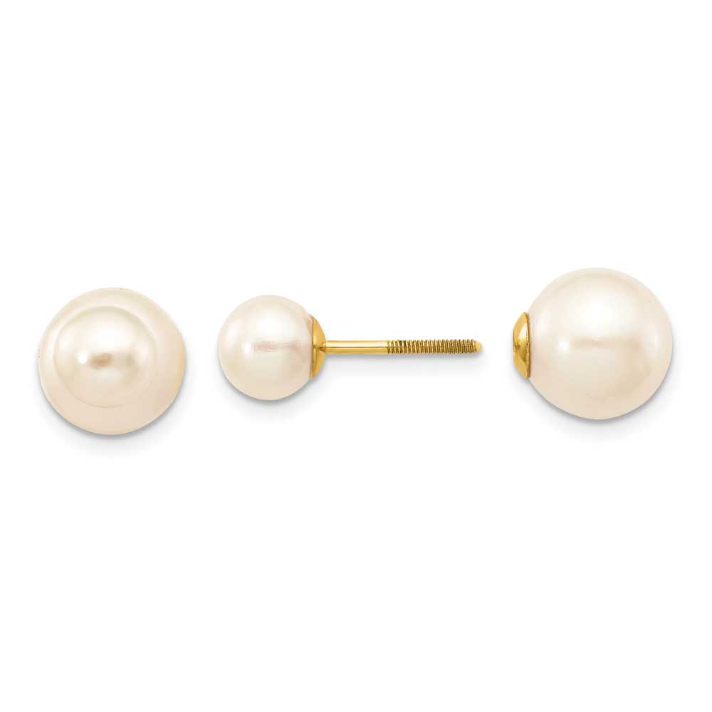 14k 6-7mm & 9-10mm Round Freshwater Cultured Pearl Screw On Post ...