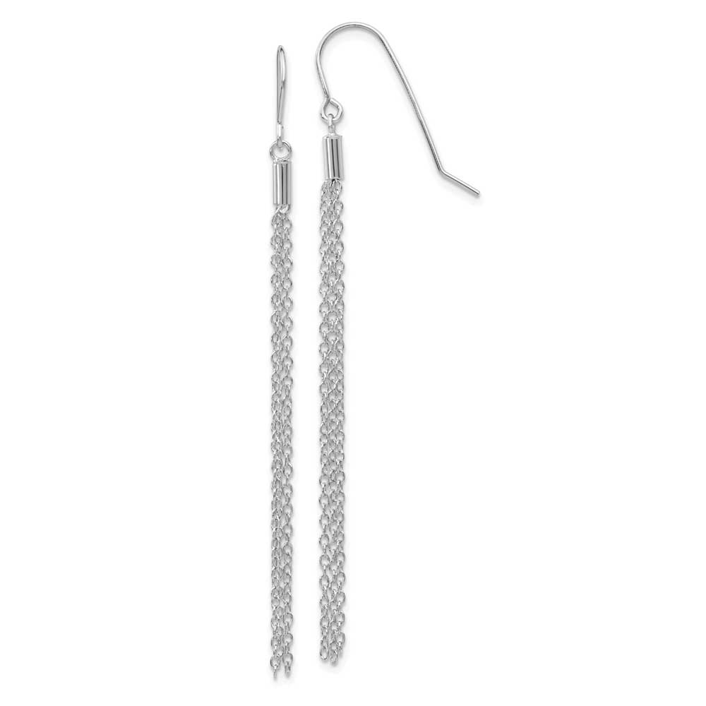 14k White Gold Diamond-cut Chain Shepherd Hook Earrings: Precious ...