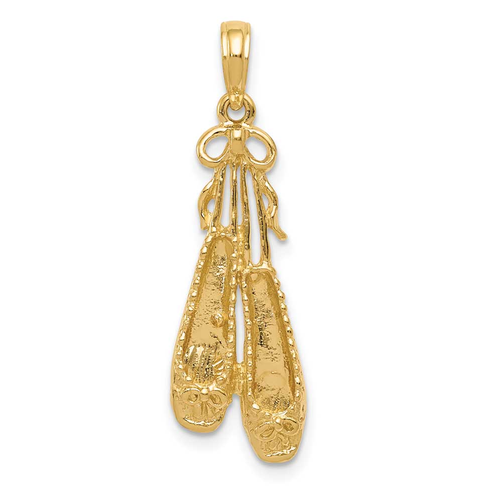 14K Gold Solid Satin Polished Ballet Slippers Pendant: Precious Accents ...