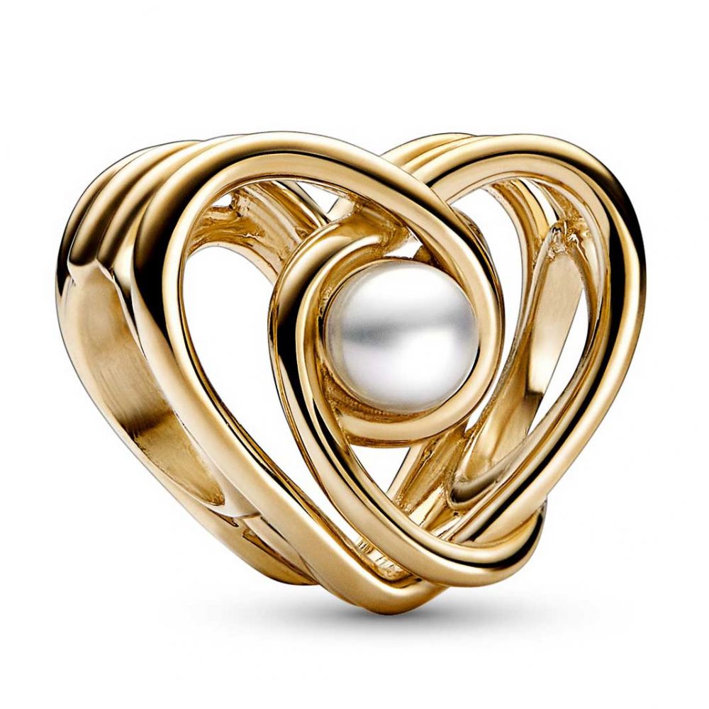 Pandora Openwork Swirling Heart & Freshwater Cultured Pearl Charm