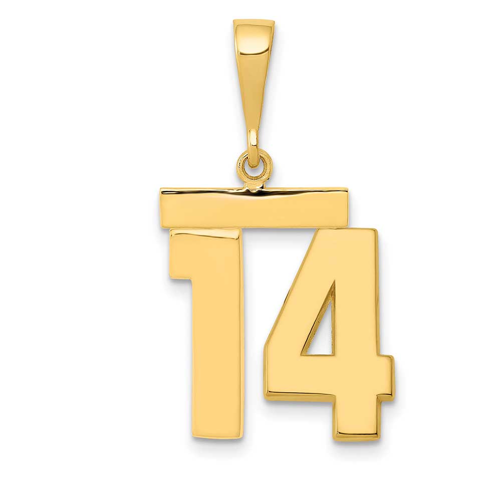 14K Gold Medium Polished Number 14 Charm: Precious Accents, Ltd.