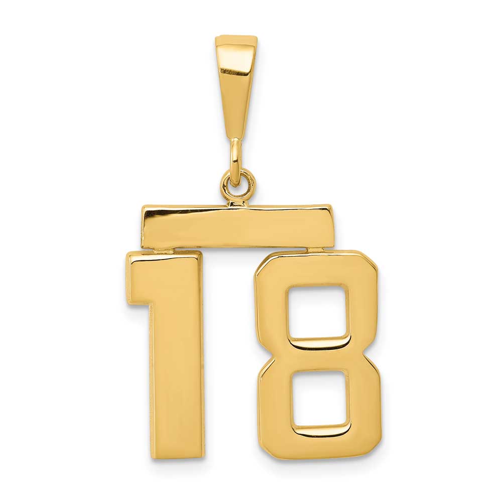 14K Gold Medium Polished Number 18 Charm: Precious Accents, Ltd.