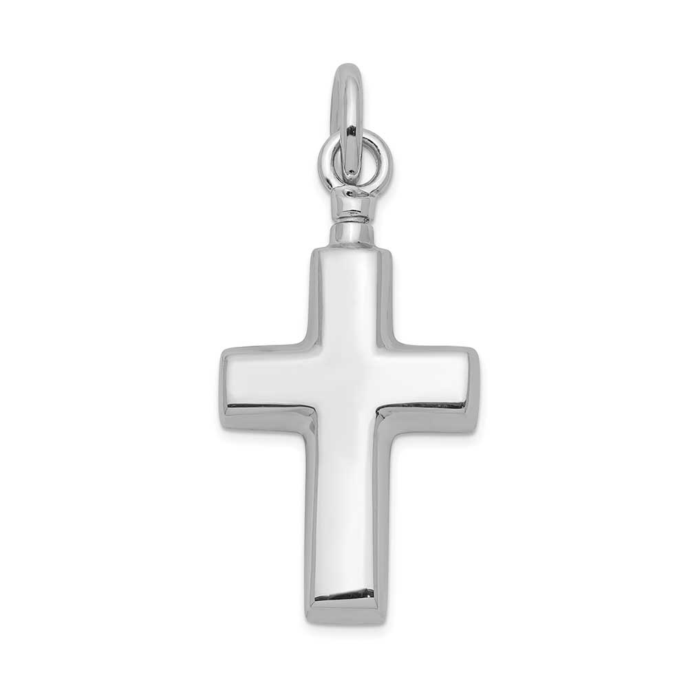 Sterling Silver Rhodium-plated Polished Cross Ash Holder Pendant ...