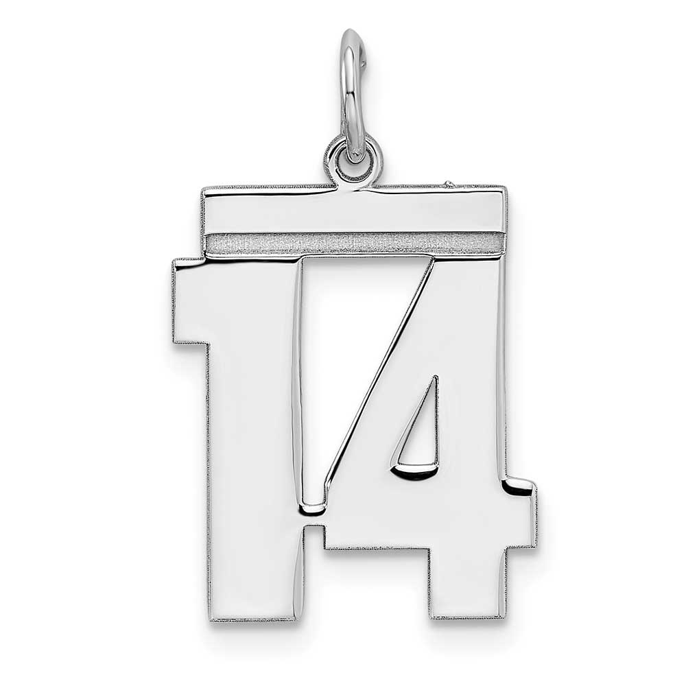Sterling Silver Rhodium-plated Medium Polished Number 14 Charm ...