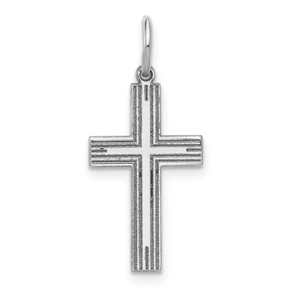 14k White Gold Solid Laser Etched Cross Pendant: Precious Accents, Ltd.