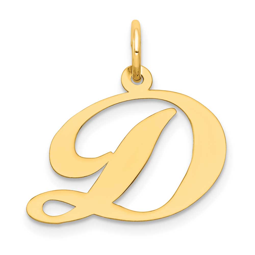 14K Gold Medium Fancy Script Letter D Initial Charm: Precious Accents, Ltd.