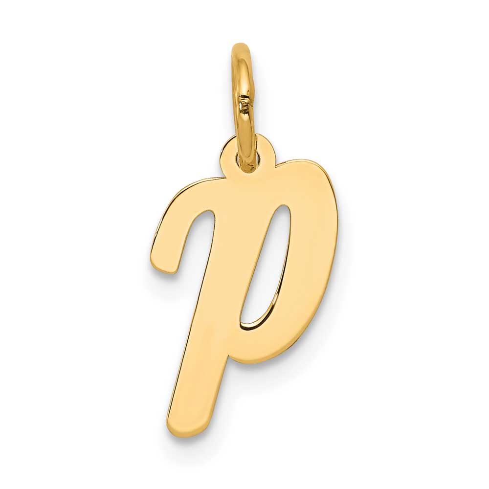 14K Gold Small Script Letter P Initial Charm: Precious Accents, Ltd.
