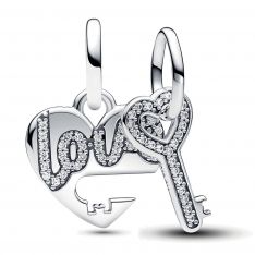 Pandora Splittable Heart & Key Dangle Charm