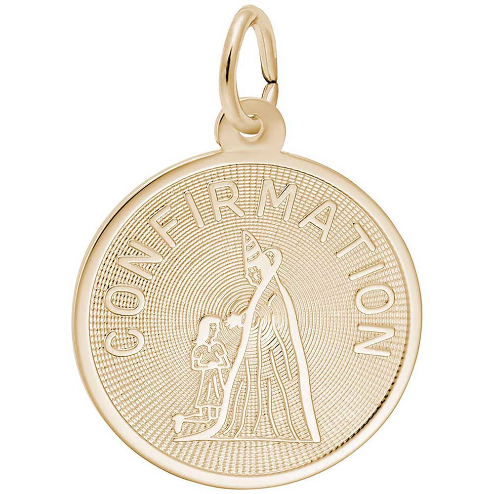 14K Yellow Gold My Confirmation Round Charm Pendant 