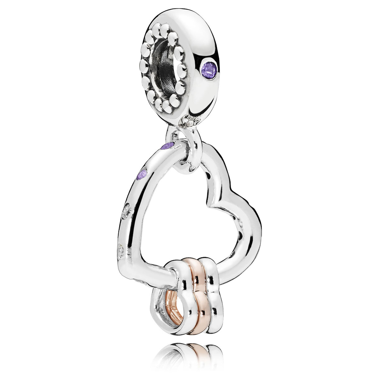 Pandora Heart Highlights Dangle Charm, Lilac & Royal Purple Crystals &  Clear CZ