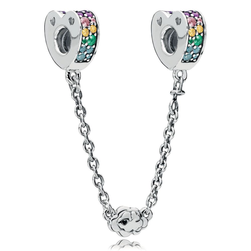 Pandora Multi-Colored Arcs of Love Safety Chain, Multi-Colored CZ & Crystals