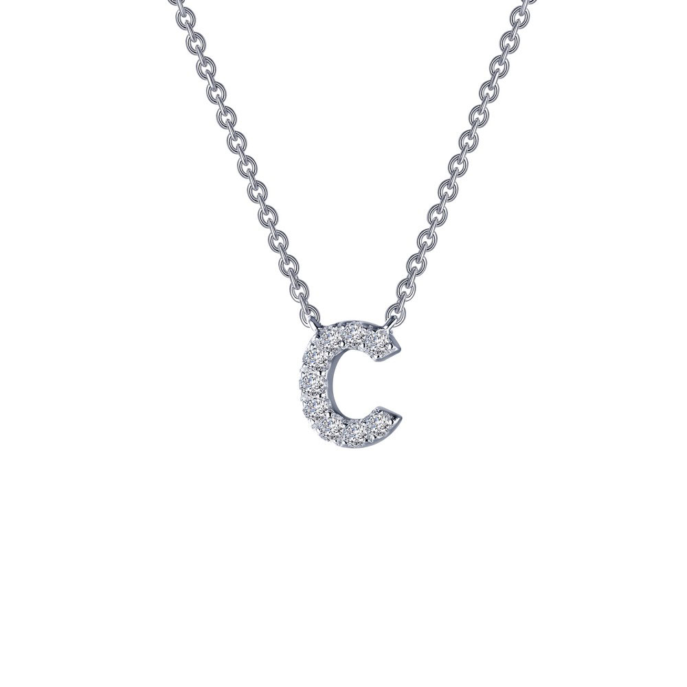 Lafonn Letter A Platinum-Plated Simulated Diamond Necklace 0.36 CTTW