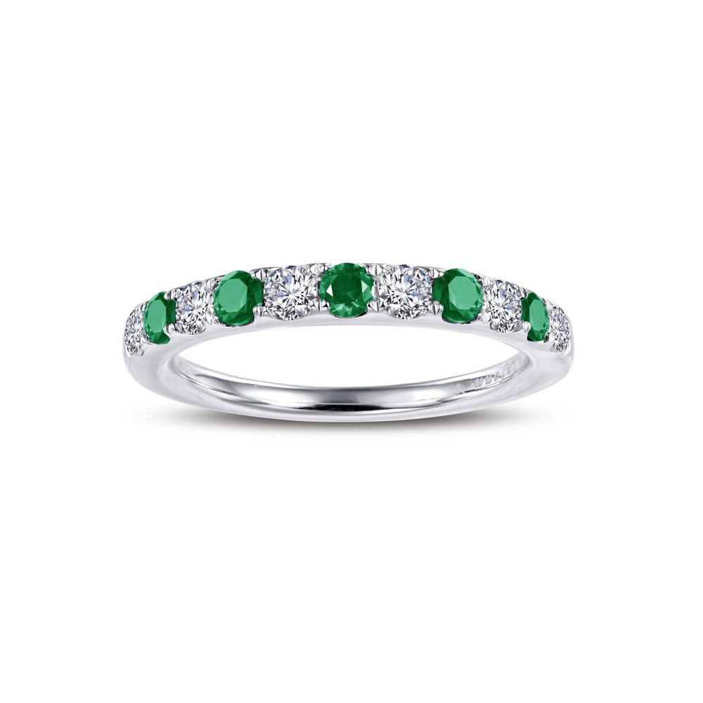 Lafonn May Birthstone Platinum-Plated Simulated Emerald Ring (0.51 CTTW ...