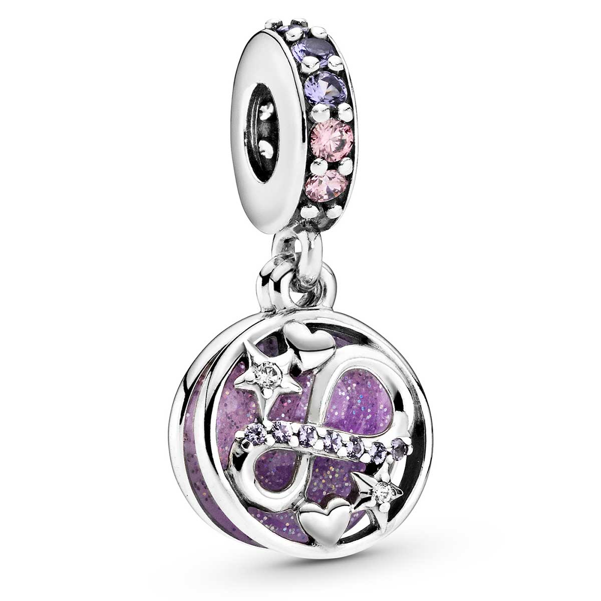 Glittering Infinity Hearts /& Stars Dangle Charm  Fits Pandora Bracelet  ALE  S925 Sterling Silver  Fully Stamped