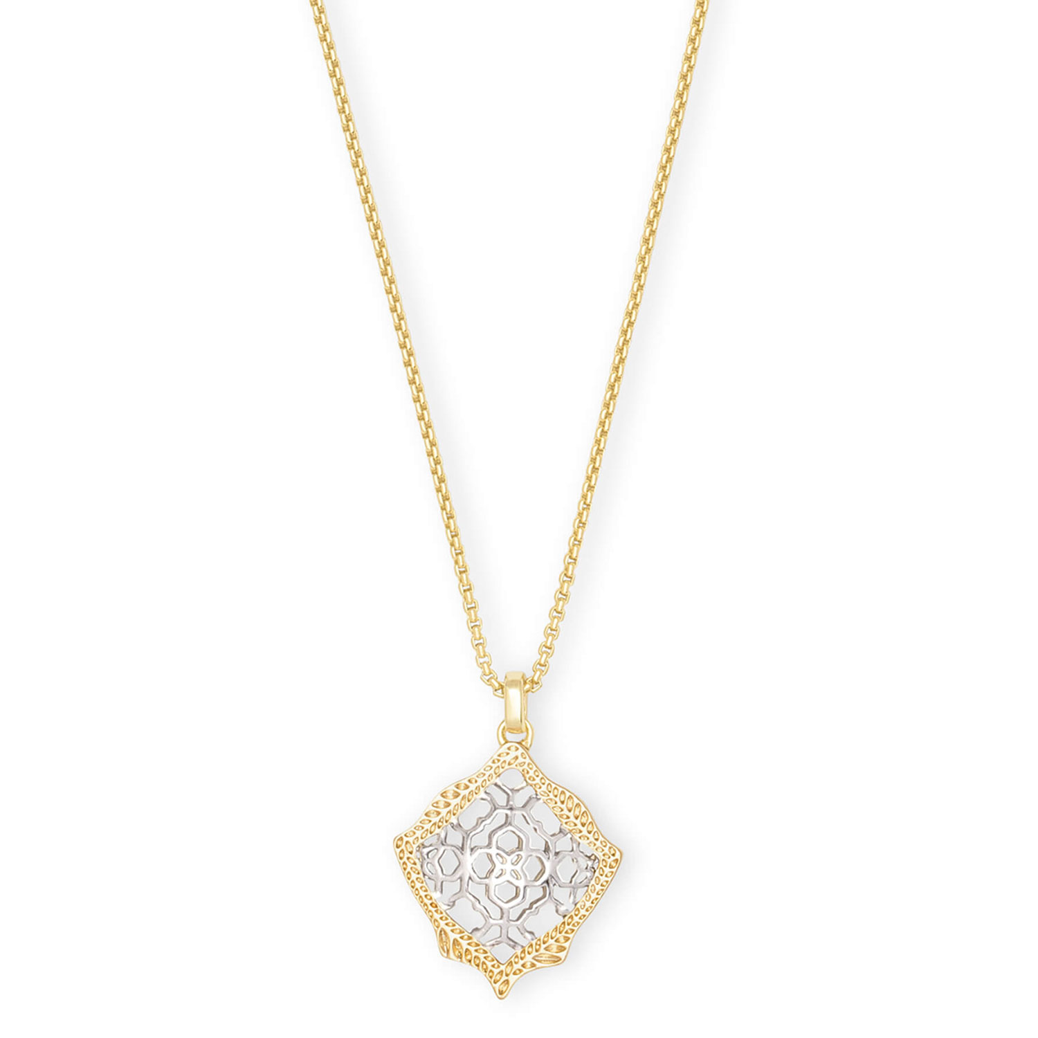 Kendra Scott Kacey Gold Long Pendant Necklace in Silver Filigree Mix ...