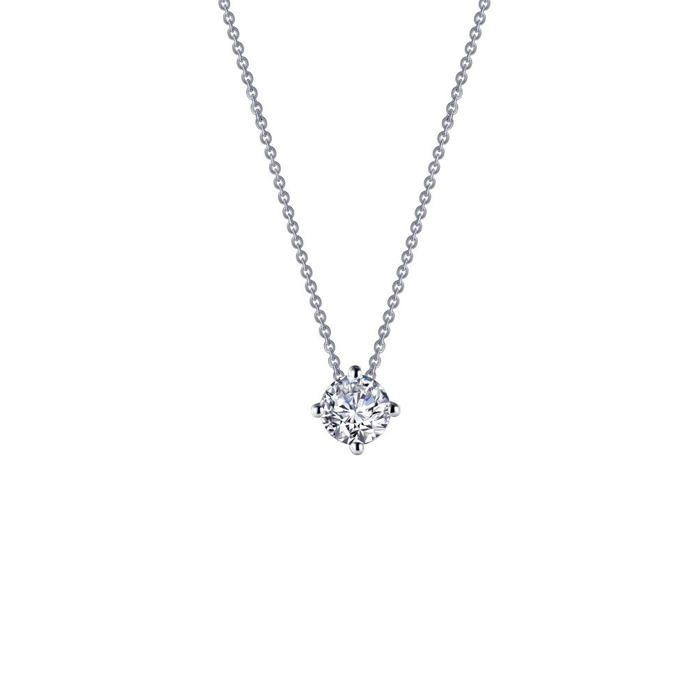 Lafonn Letter V Platinum-Plated Simulated Diamond Necklace 0.35 CTTW