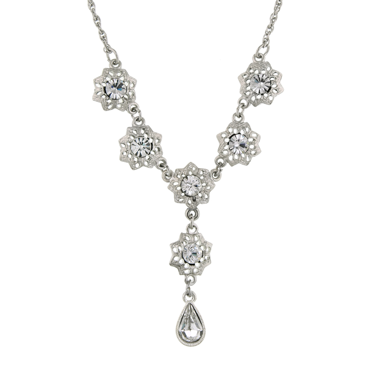 1928 Jewelry Zarina Flower Crystal Pear Drop Necklace: Precious Accents ...