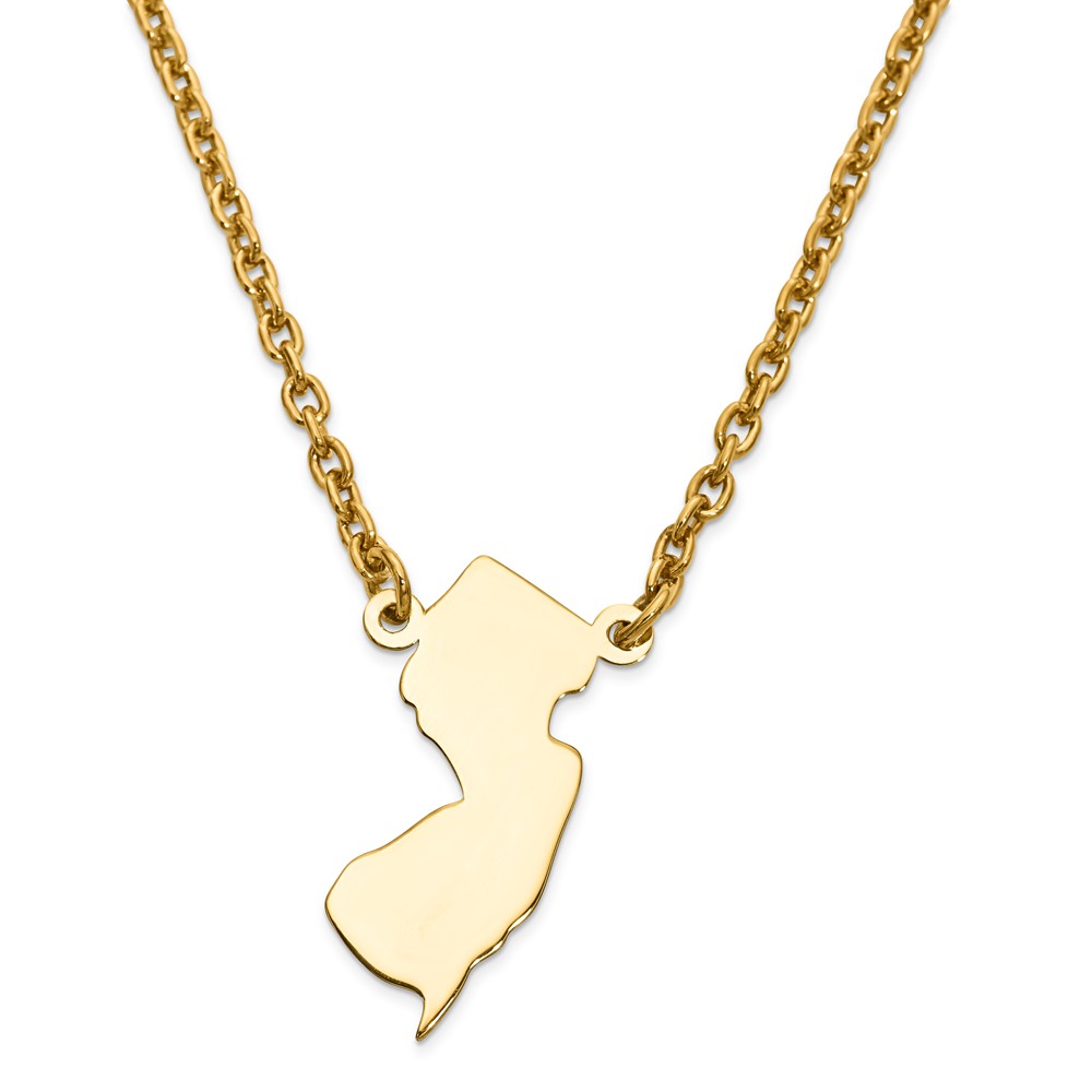 New Jersey State Necklace, 14k Yellow Gold: Precious Accents, Ltd.