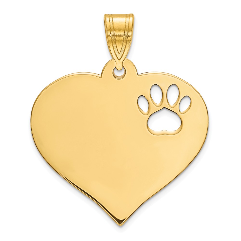 Large Heart with Paw Print Pendant, Gold Plated: Precious Accents, Ltd.