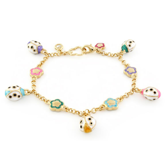 Lauren G Adams Girl's Gold Ladybug Charm Bracelet with Multicolor Enamel:  Precious Accents, Ltd.