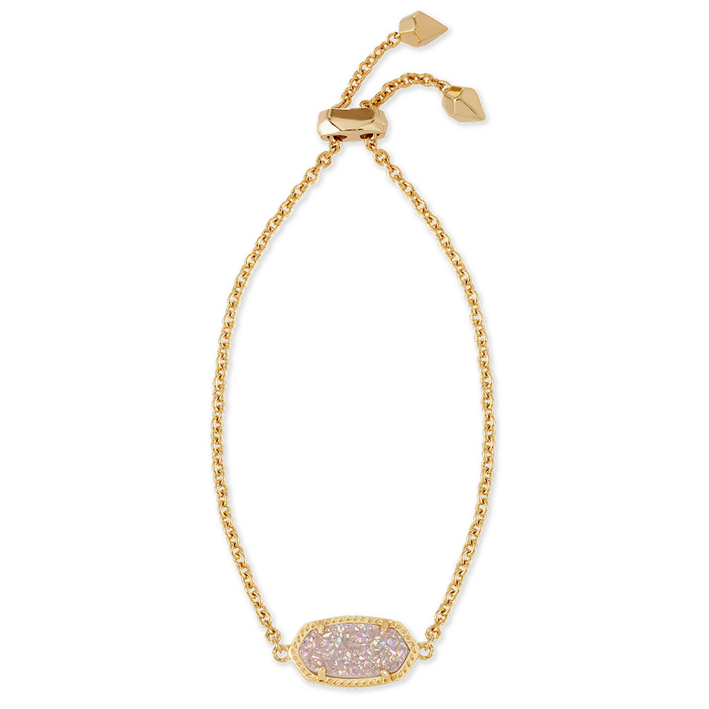 Kendra Scott Elaina Gold Adjustable Chain Bracelet in Iridescent Drusy